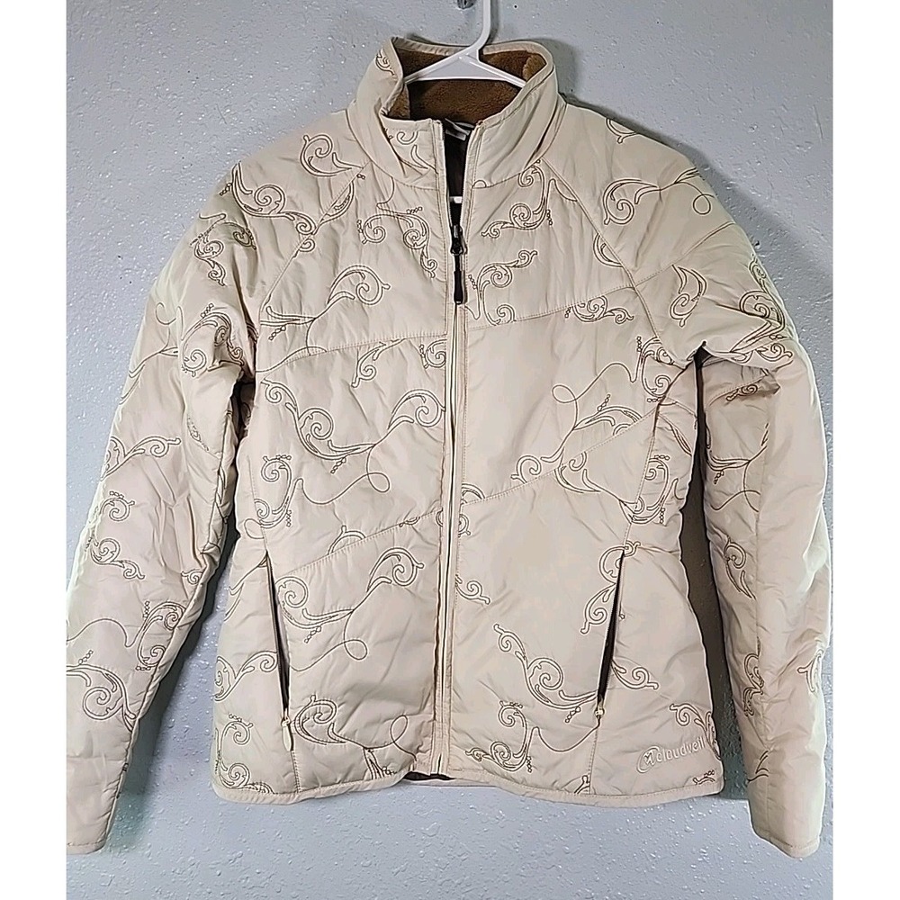 Cloudveil Womens Primaloft Ivory Quilted Zip Front Jacket Size S Pockets